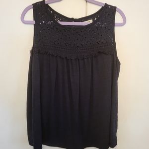 Navy Blue Lace Tank Top